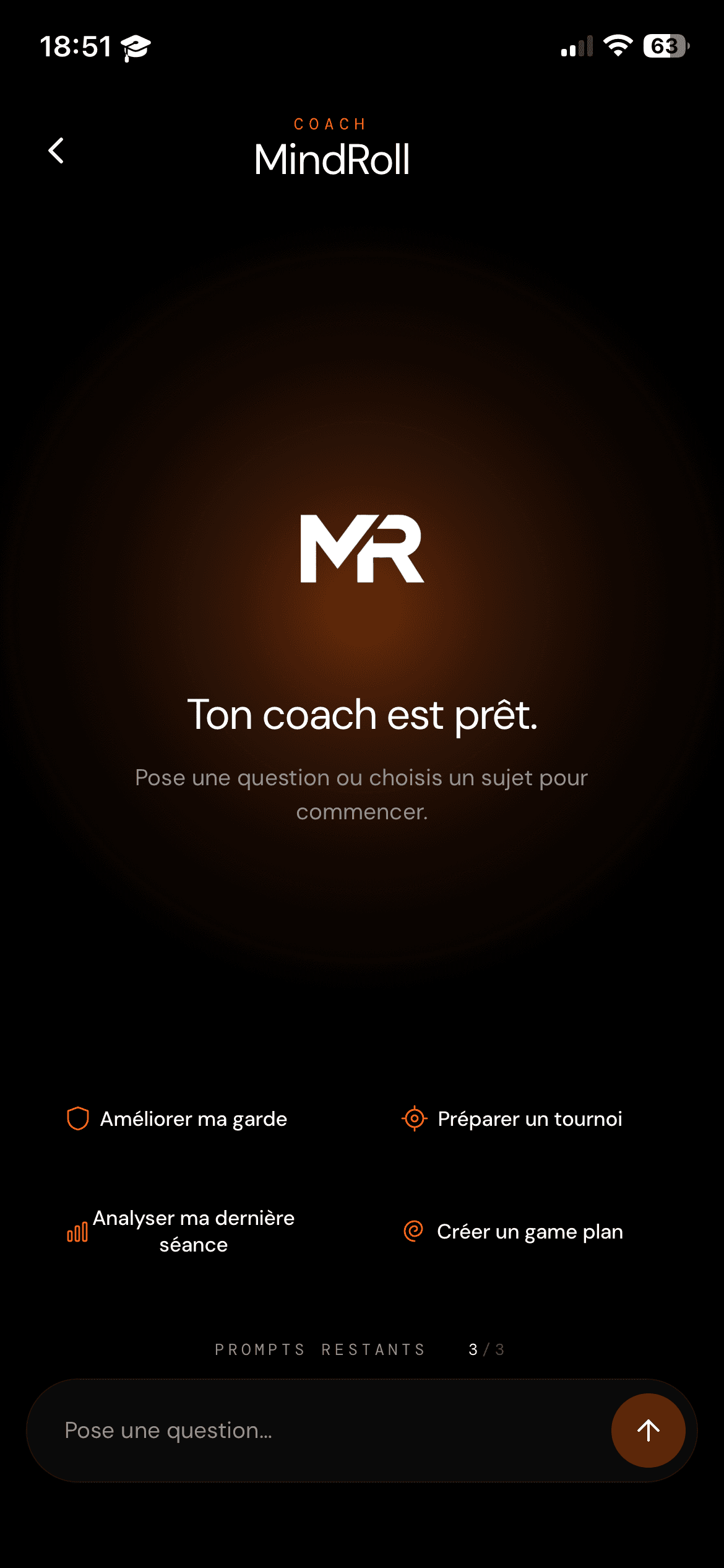 Capture d’écran MindRoll — Coach IA tactique